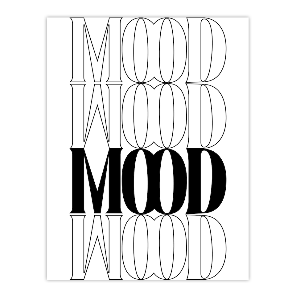 image 1 of Mood Black And White Bold Graphic Design XL Wall Art Print 24X32 In