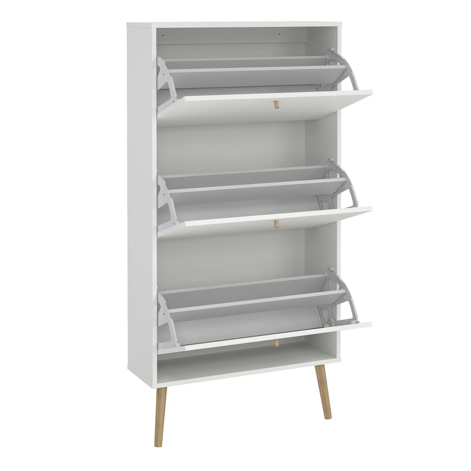 image 1 of Cumbria Shoe Cabinet 3 Flip Down Doors White