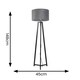 image 3 of ValueLights Lottie Black Wood Tripod Floor Lamp with Grey Velvet Drum Shade