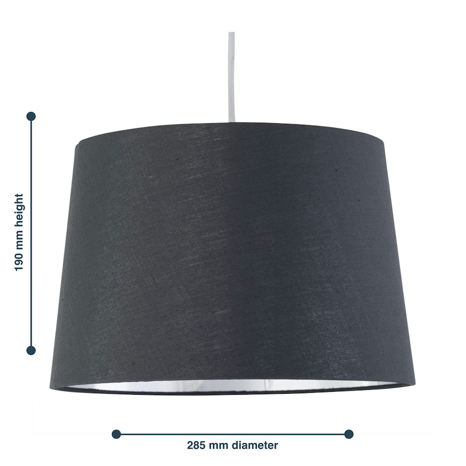 image 1 of First Choice Lighting Set of 2 Zoey Grey with Silver Inner Easy Fit Pendant or Lamp Shades Grey | Chrome