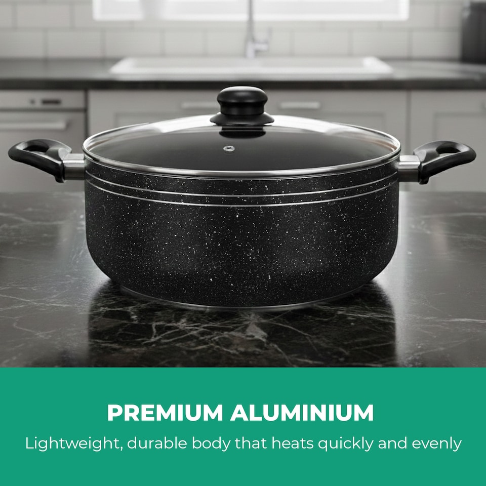 image 1 of ROYALFORD 26cm Casserole Dish Non Stick Aluminium Black