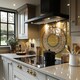 image 2 of Orange Circle Ornament Round Frame Splash Back | White