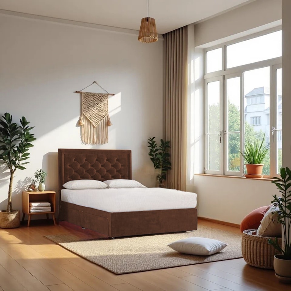 image 1 of Ellis Plush Bed Set With Mattress, 2 Drawers Same Side & 24"Headboard