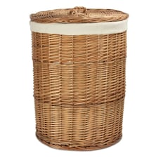 Large Light Steamed Round Laundry Baskets with White Lining | White | White
