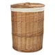 image 1 of Large Light Steamed Round Laundry Baskets with White Lining | White | White
