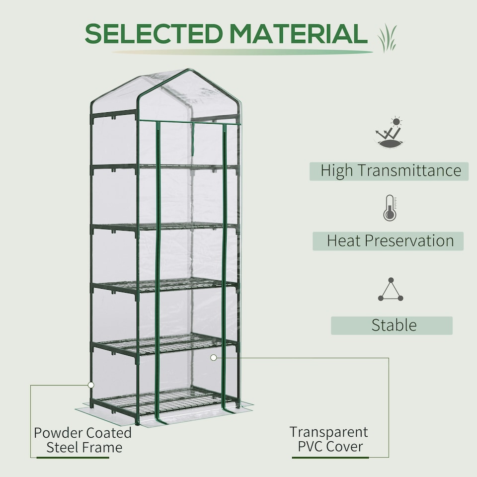 image 1 of Outsunny Mini Greenhouse Outdoor Flower Stand PVC Cover Portable