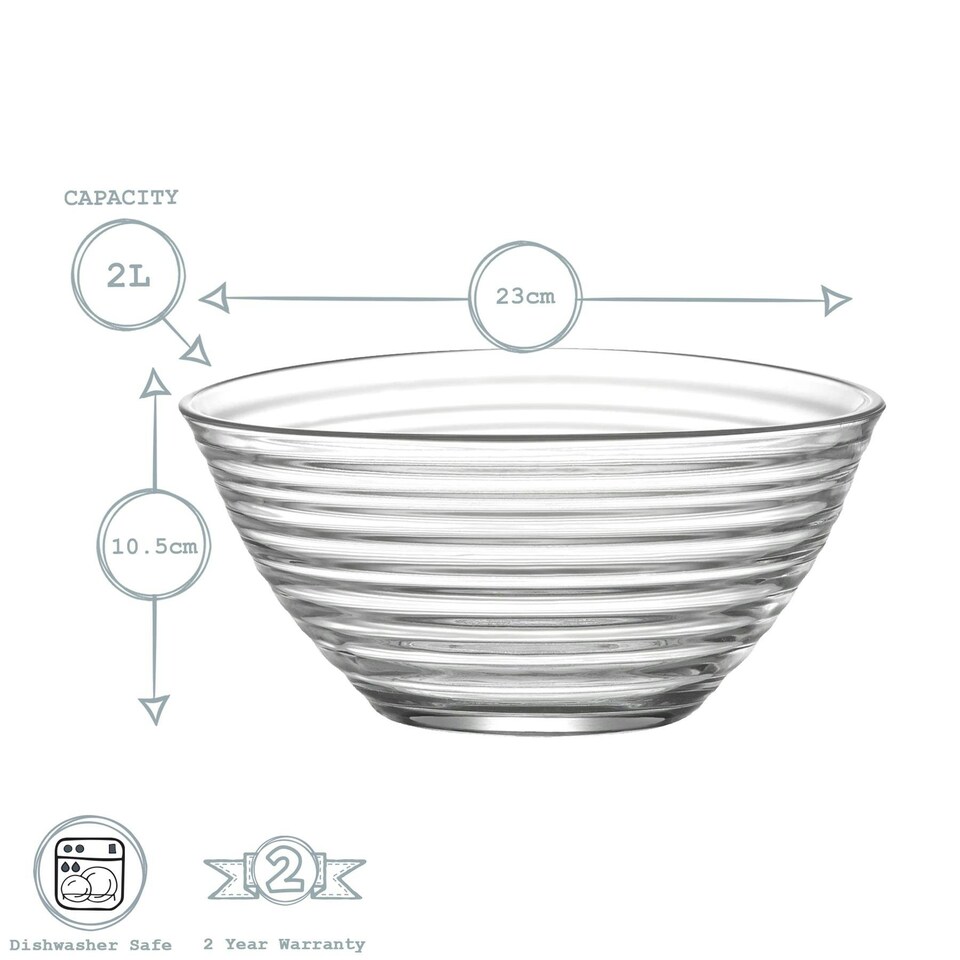 image 1 of LAV Derin Glass Serving Bowl - 23cm - Clear Clear