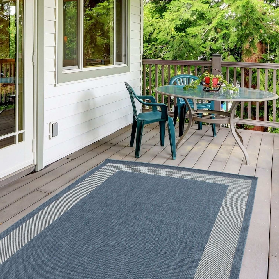 image 1 of The Rugs Outdoor Indoor Bordered Garden Patio Rug Weather Resistant | 200