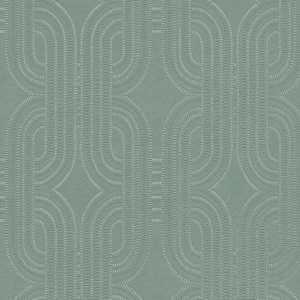 Sample of Woven Deco Wallpaper in Green | Green | Green