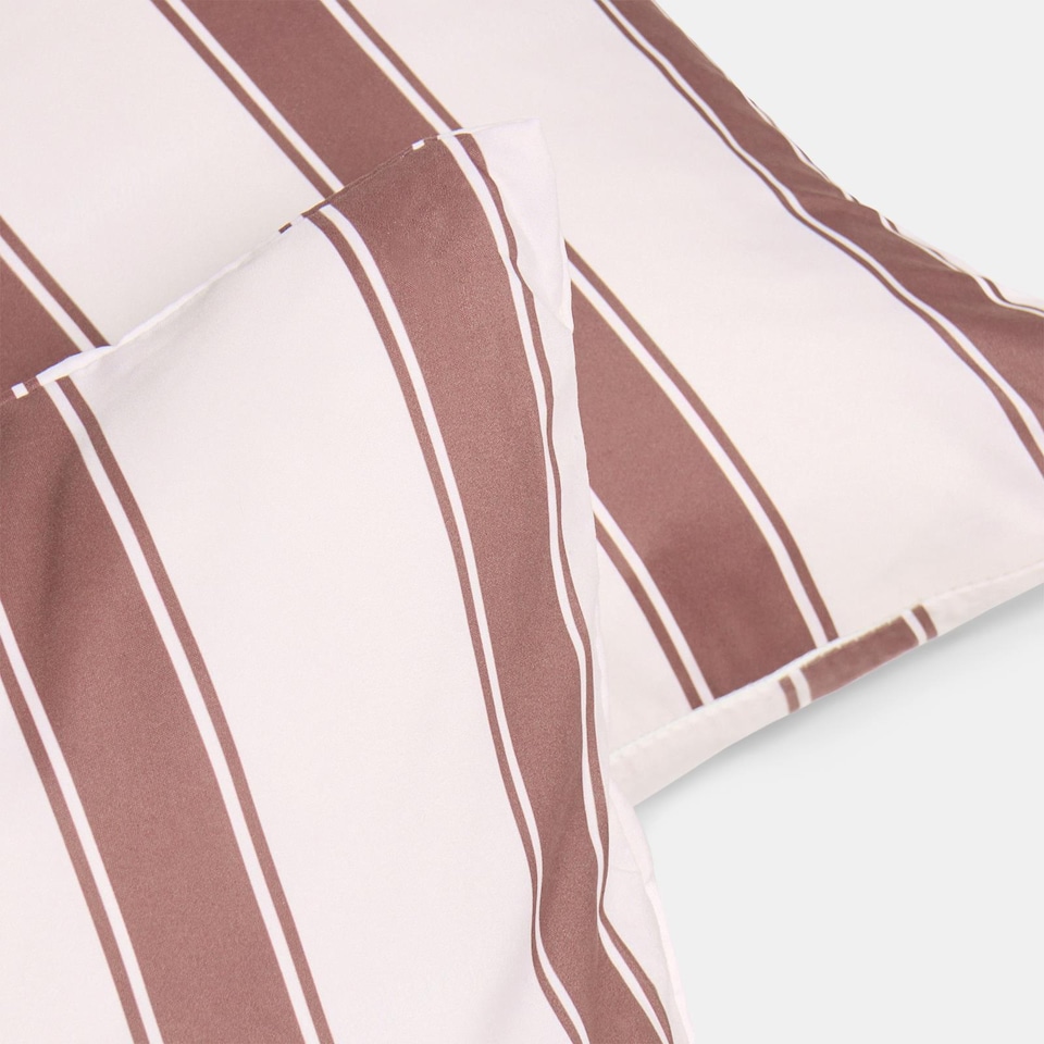 image 1 of OHS 2 x Stripe Garden Cushion Covers Outdoor Water Resistant | Multi | Chocolate/Cream