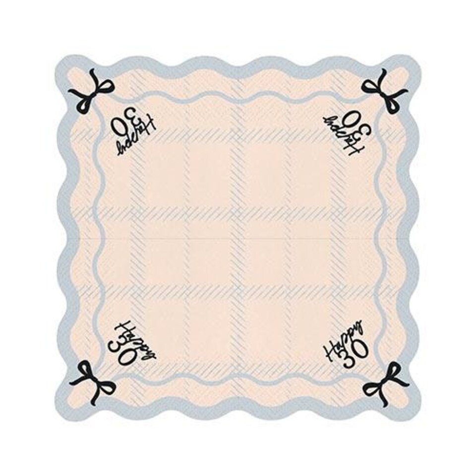 image 1 of Happy 30th Birthday Black Bow Cream Elegant Milestone Paper Luncheon Napkins 2 Ply 33cm - Pack of 12 Black