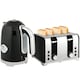 image 2 of HOMCOM Retro Kettle and Toaster Set with Temperature Gauge, 1.7L 3000W Rapid Boil Jug Kettle with Otter Thermostat, Limescale Filter, 4 Slice Toaster with 7 Browning Controls, Crumb Tray, Black | Black