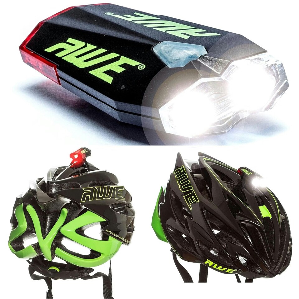 image 1 of AWE Helmet Light 40 Lumens Front/Rear Rechargeable USB 360 Degrees LED Bike
