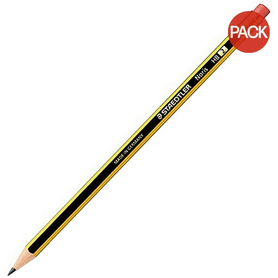image 1 of Staedtler Noris HB Pencils With Eraser Tips (Pack of 3) - Black/Yellow - One Size
