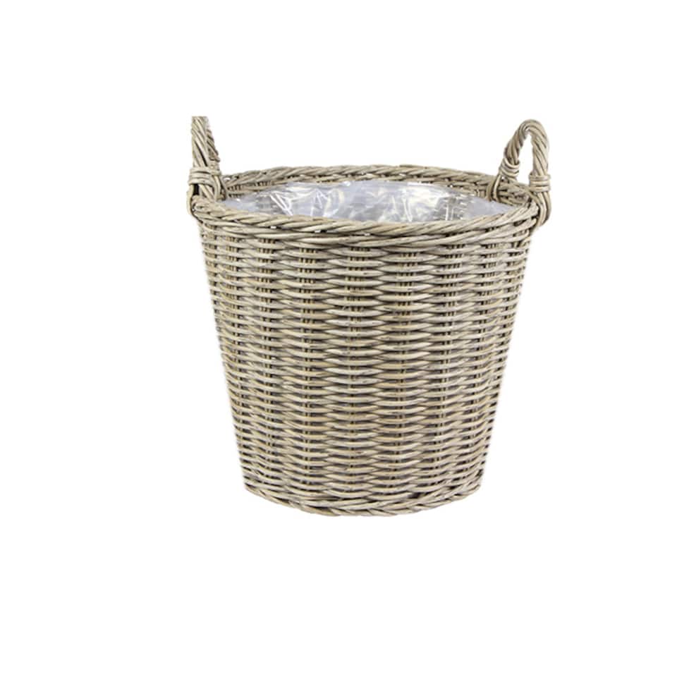 image 1 of Lined Planter - Polyrattan - L44 x W44 x H49 cm - Natural | Brown