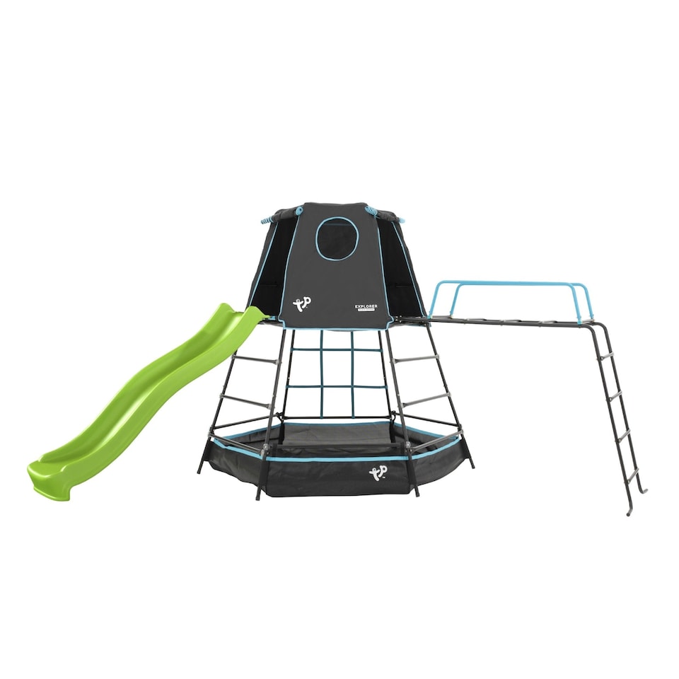 image 1 of TP Explorer Metal Climbing Frame Set with Ripple Slide and Jungle Run Black Edition