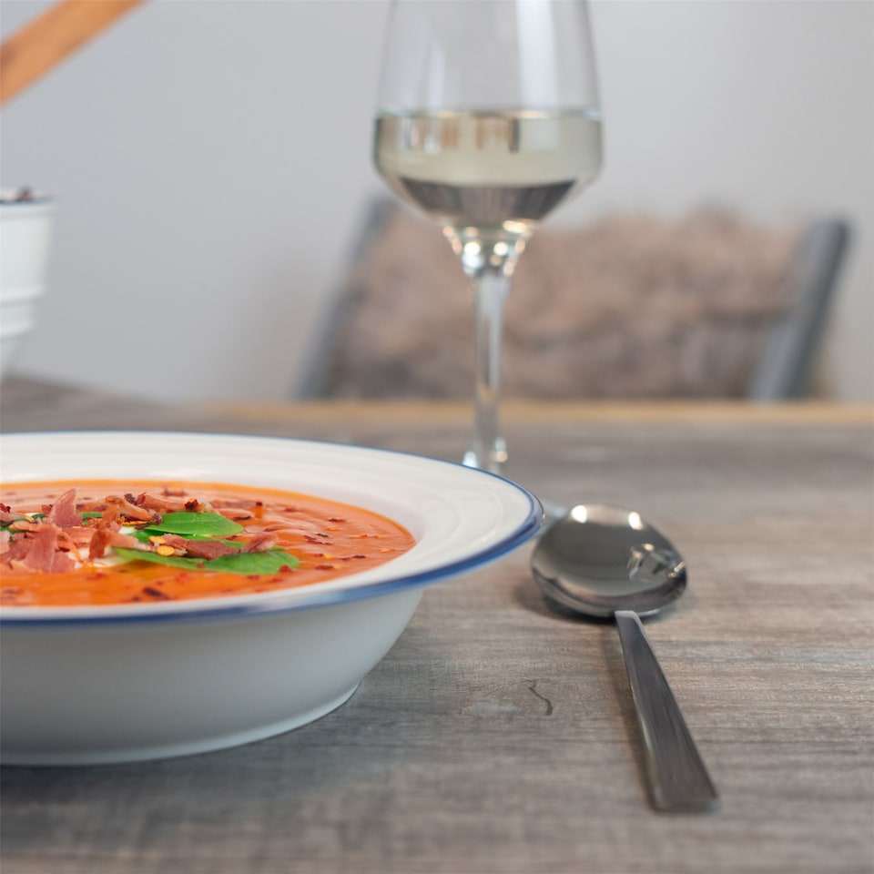 image 1 of Nicola Spring White Farmhouse Soup Plates - 22cm - Pack of 6 | White | White