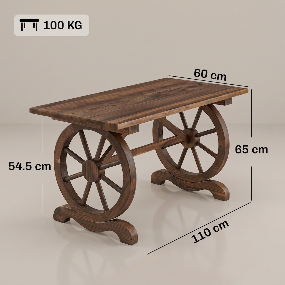 image 1 of Outsuny Outdoor Coffee Table Dining Table Patio Display Desk Natural Fir Wood