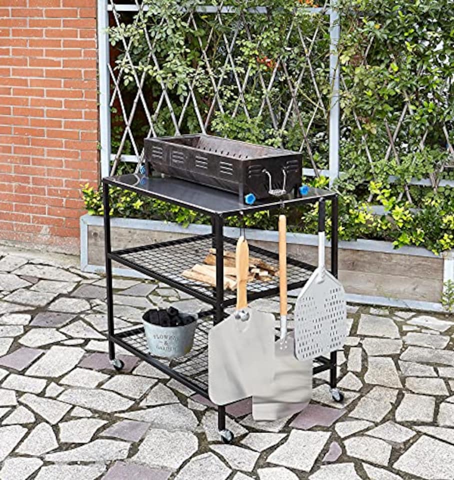 image 1 of Outdoor Pizza Oven and BBQ Table with Wheels for Ooni Dallonda Nero Fresh Grills | Multi