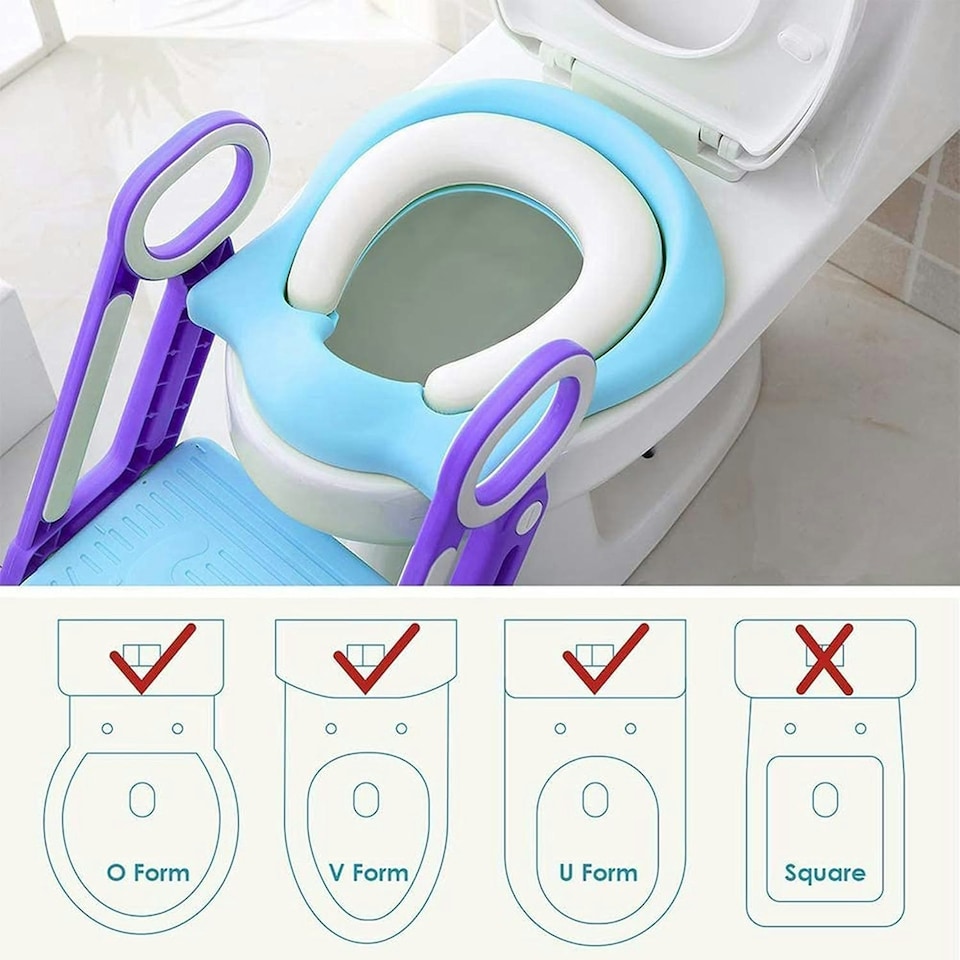 image 1 of Straame Toddler Toilet Training Ladder, Adjustable Potty Seat (Blue-Purple)
