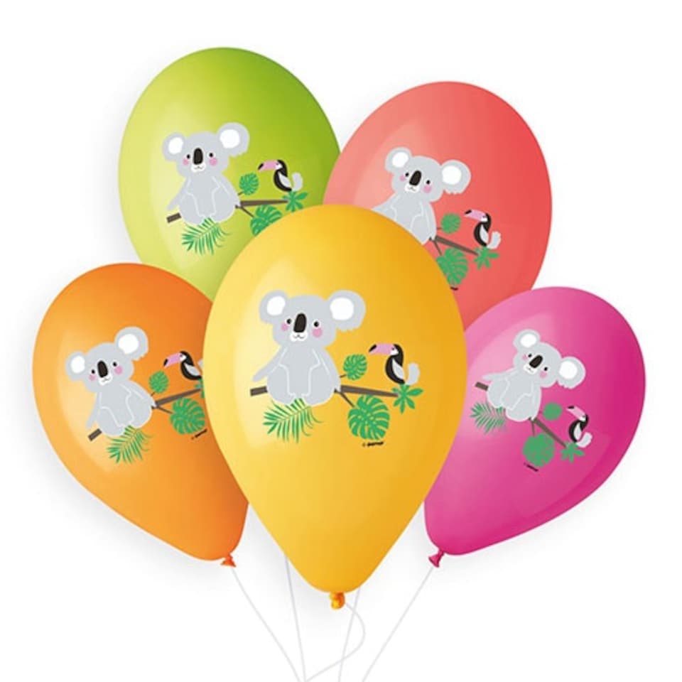 image 1 of Koala Vibrant Multicolour Latex Balloons 33cm / 13 in - Pack of 6