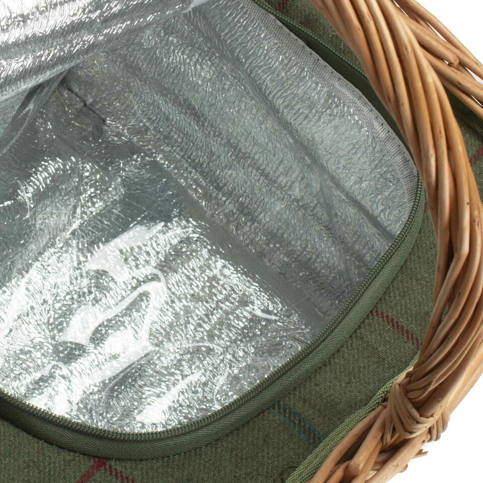 image 1 of Wicker Butchers Basket with Zipped Cooler Bag