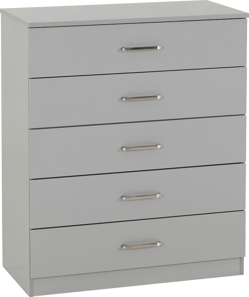 image 1 of Dakota 5 Drawer Chest | Grey | Light Grey