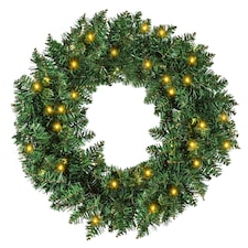 HOMCOM Christmas Wreath 50 Warm White LED Lights Ideal Artificial Decor