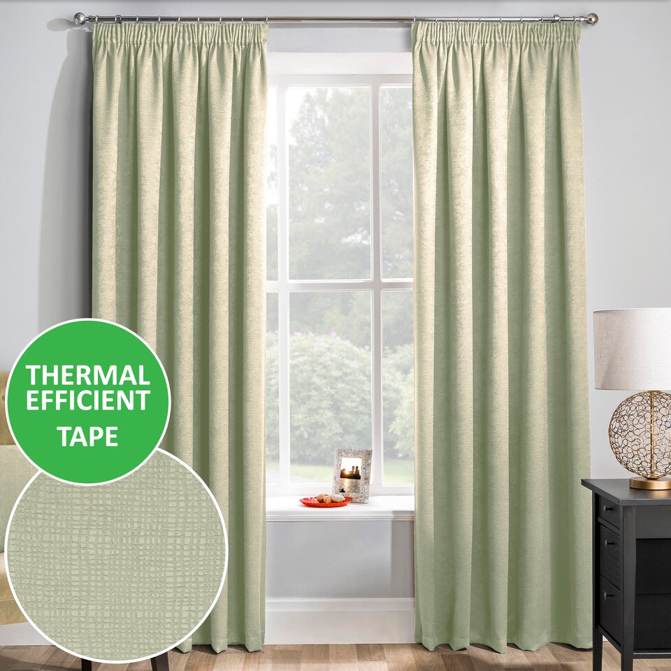image 1 of Enhanced Living Matrix Green 66 x 54 inch (168x137cm) Tape Top Thermal Noise reducing Dim Out Curtains (PAIR)