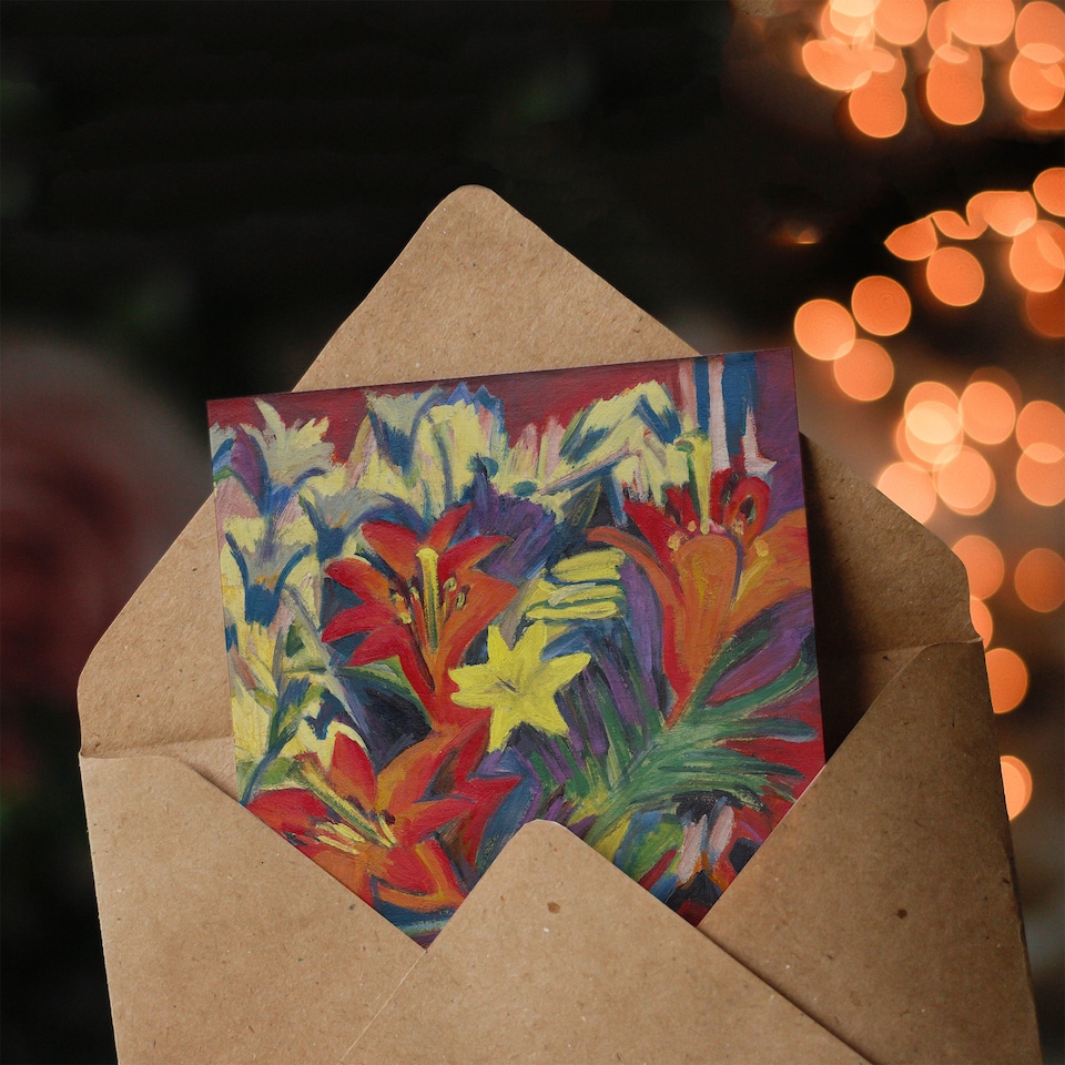 image 1 of Ernst Ludwig Kirchner Art Card Still Life with Lilies