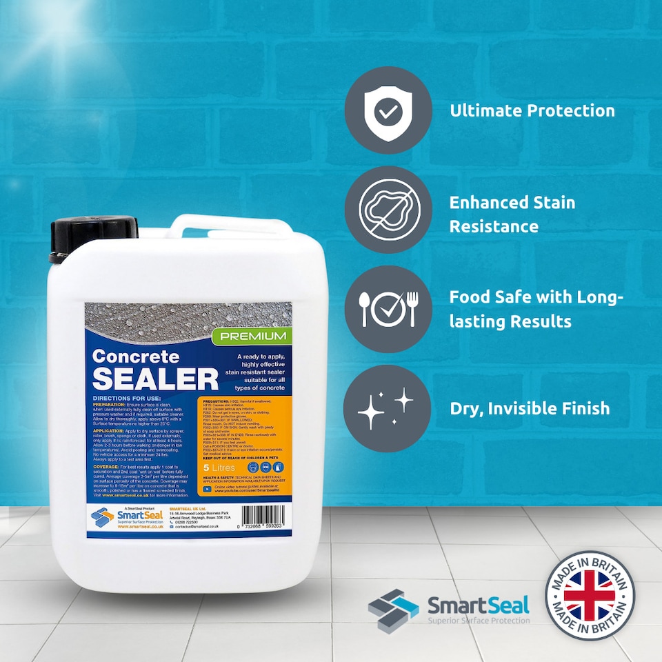 image 1 of Smartseal - Premium Concrete Sealer, Concrete Sealant, Impregnating, Stain and Water Repellent, 10-Year Protection, 1L