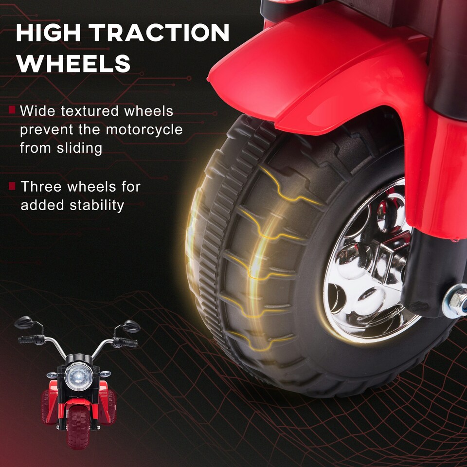 image 1 of HOMCOM Kids 6V Electric Motorcycle Ride-On Toy Battery 18 - 36 Months Red