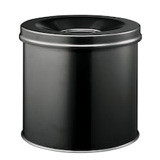 Durable Fire Extinguishing Metal Waste Bin | TUV Certified | 15L | Black
