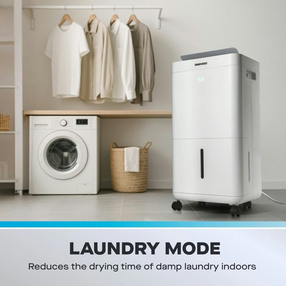 image 1 of 2-in-1 Daewoo 12L Dehumidifier & Air Purifier with Laundry, Quiet & Continuous Drain