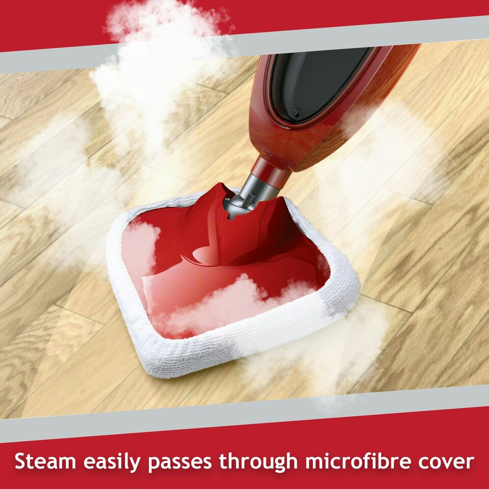 image 1 of SPARES2GO Microfibre Cloth Cover Pads compatible with Pifco 6-in-1 10-in-1 12-in-1 PS001 Steam Cleaner Mop (Pack of 2)