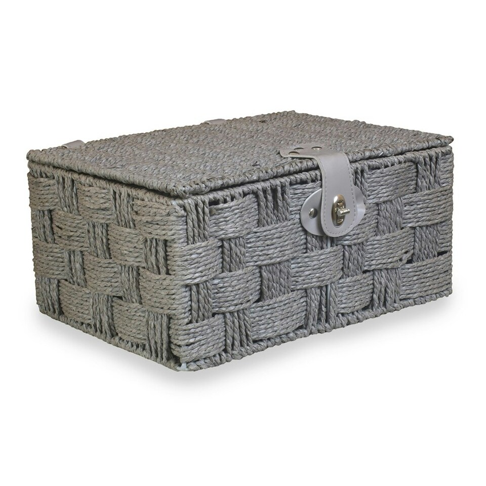 image 1 of Twisted Grey Paper Rope Picnic Basket Grey | Grey | M
