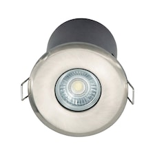 Set of 16 Fire Rated Bathroom Recessed Downlights - Brushed Steel IP65 | Chrome | Brushed steel plate and clear glass diffuser | Large | 16