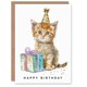 image 1 of Adorable Kitten Pet Party Hat Girl Boy Kids Birthday Card