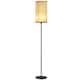 image 1 of HOMCOM Floor Lamp, Modern Standing Lamp with Linen Shade, Tall Lamps for Living Room, Bedroom, with Foot Switch, Bulb not Included, Black