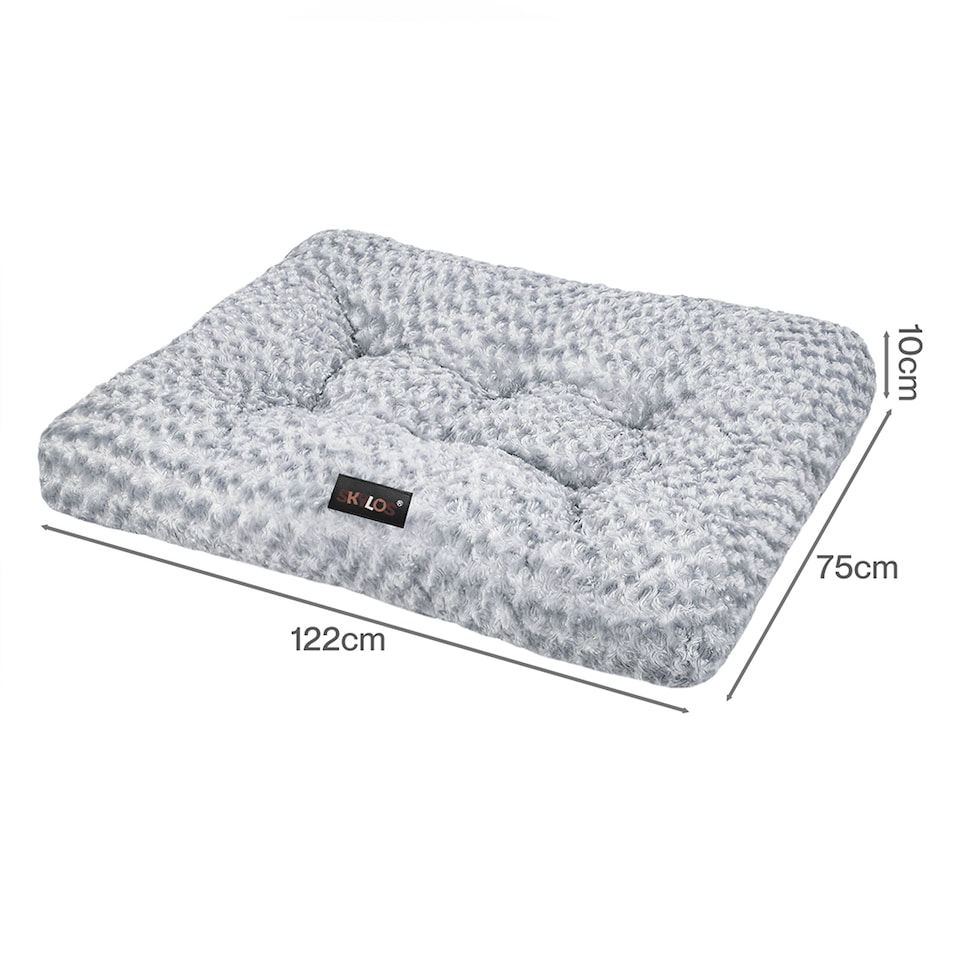 image 1 of SKYLOS Dog Bed Plush Soft Rose Velvet Non-Slip Pet Crate Keneel Mat | Grey | XXXXL | One Size