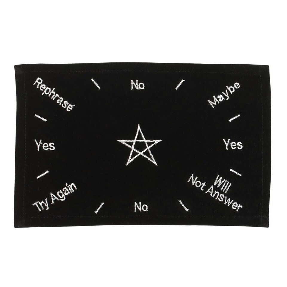 image 1 of Something Different Embroidered Pentacle Pendulum Mat - Black/White - One Size