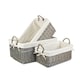 image 4 of Medium Shallow Antique Wash Lined Storage Wicker Basket | White | White