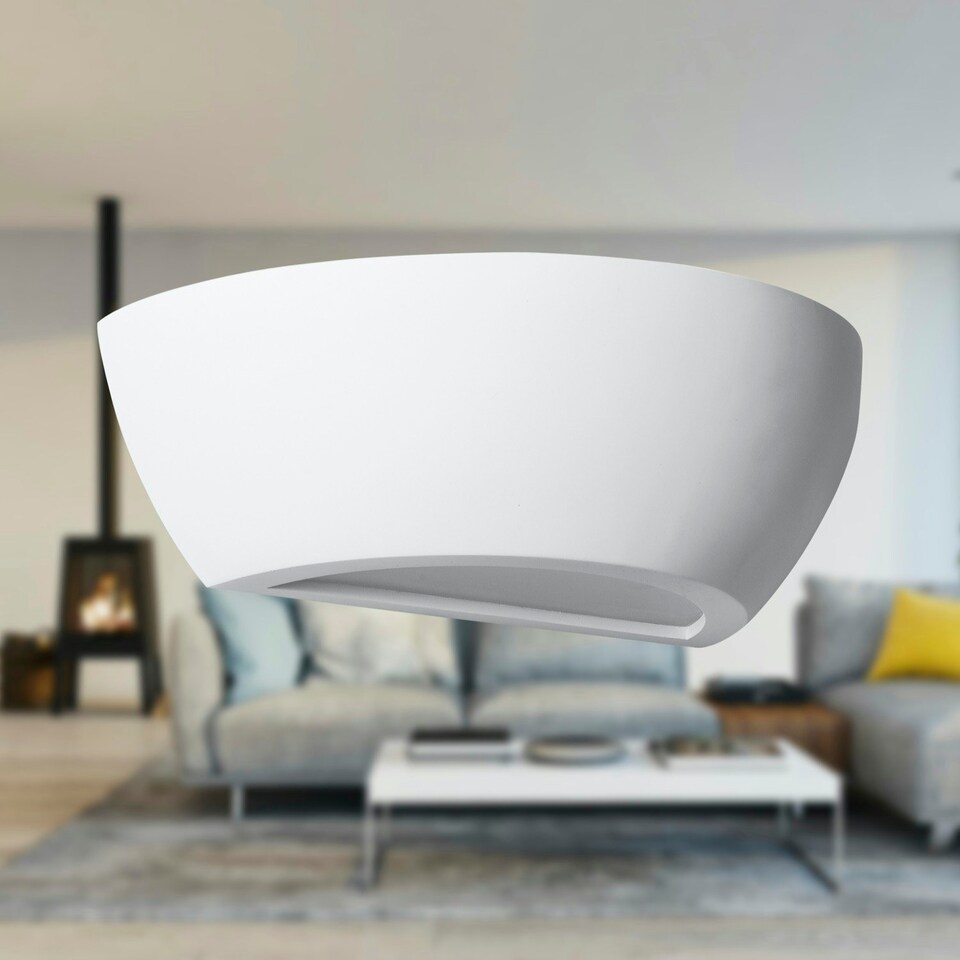 image 1 of First Choice Lighting Set of 2 Mazzaro White E14 Plaster Wall Lights White