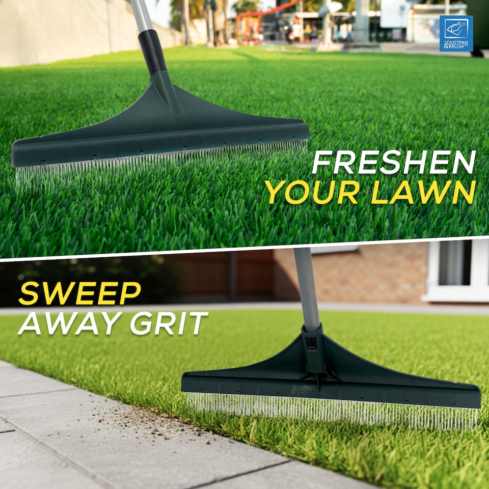 image 1 of Telescopic Artificial Grass Brush with Stainless Steel Handle Turf Rake and Garden Broom for Fake Lawns