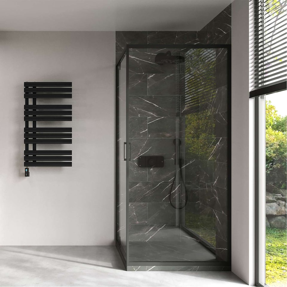 image 1 of Percival - Black Electric Towel Rail H884mm x W500mm 400w Thermostatic WIFI