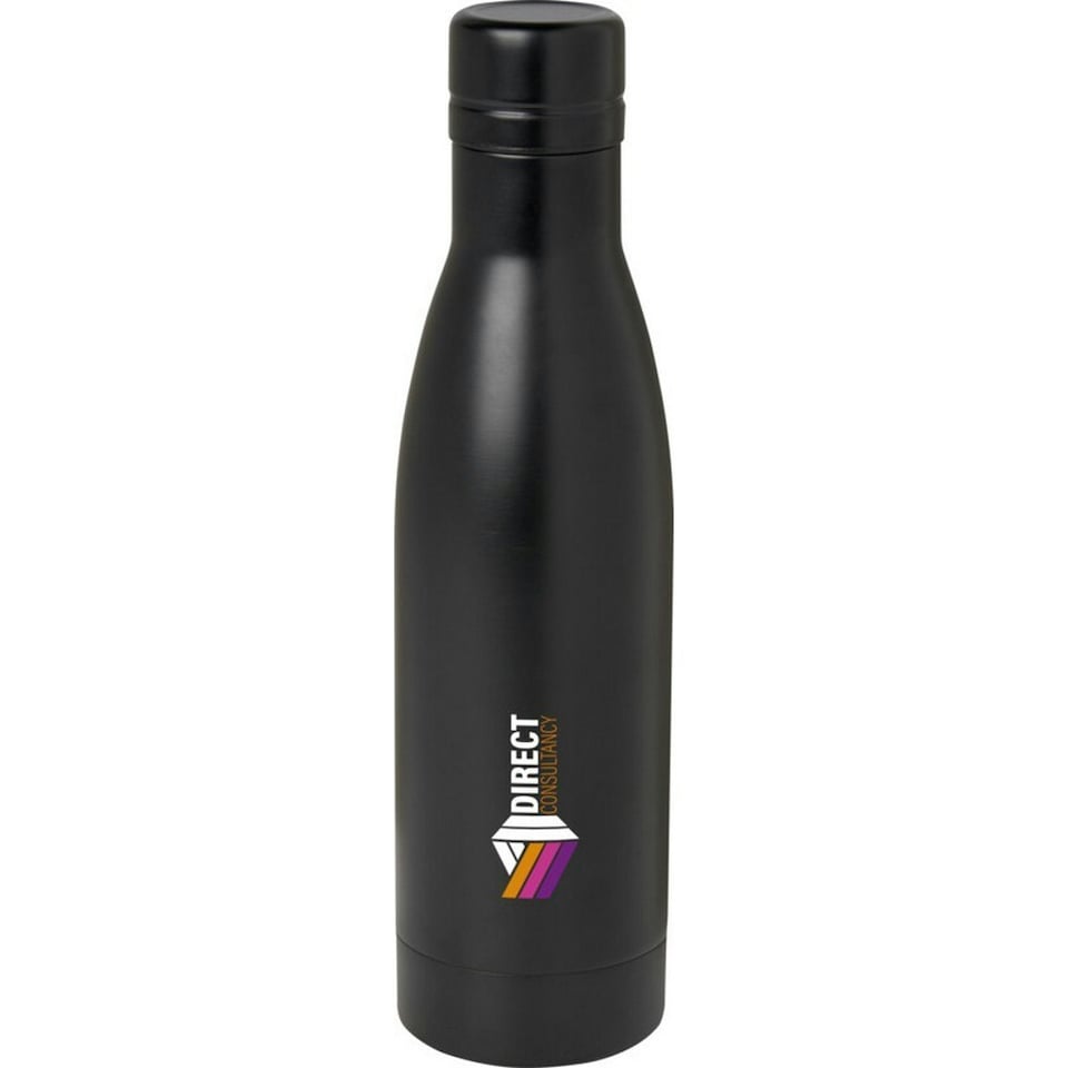 Vasa Plain Stainless Steel 500ml Water Bottle - Solid Black - One Size