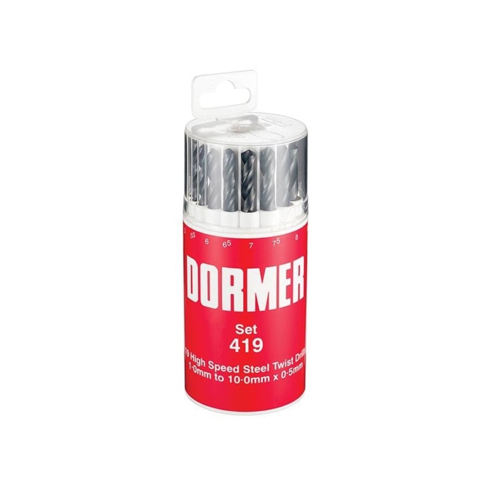 Dormer A191 High Speed Steel Drill Set - Metric - Multi Colour - Set of 19 1.0-10.0 x 0.5mm