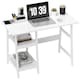 image 1 of HOMCOM Compact Computer Desk with Storage Shelves, Study Table with Bookshelf, PC Table Workstation for Home Office, Study, Easy Assembly, 106 x 51cm, White | White