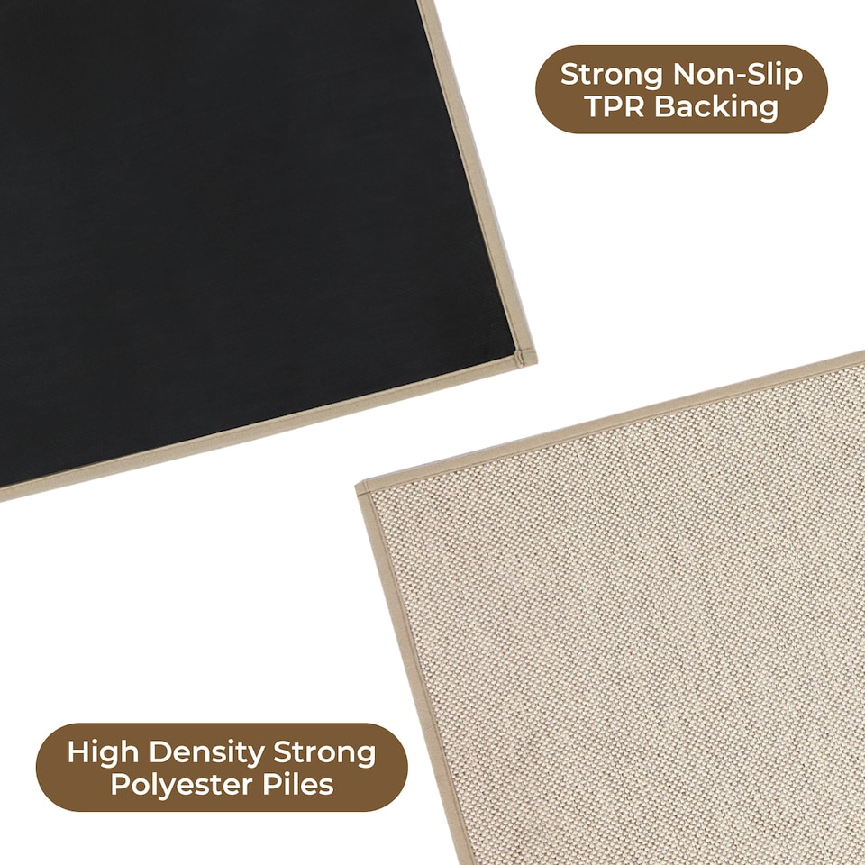 image 1 of Marlow 2PC Non Slip Rubber Woven Door Mat Hallway Kitchen Rug