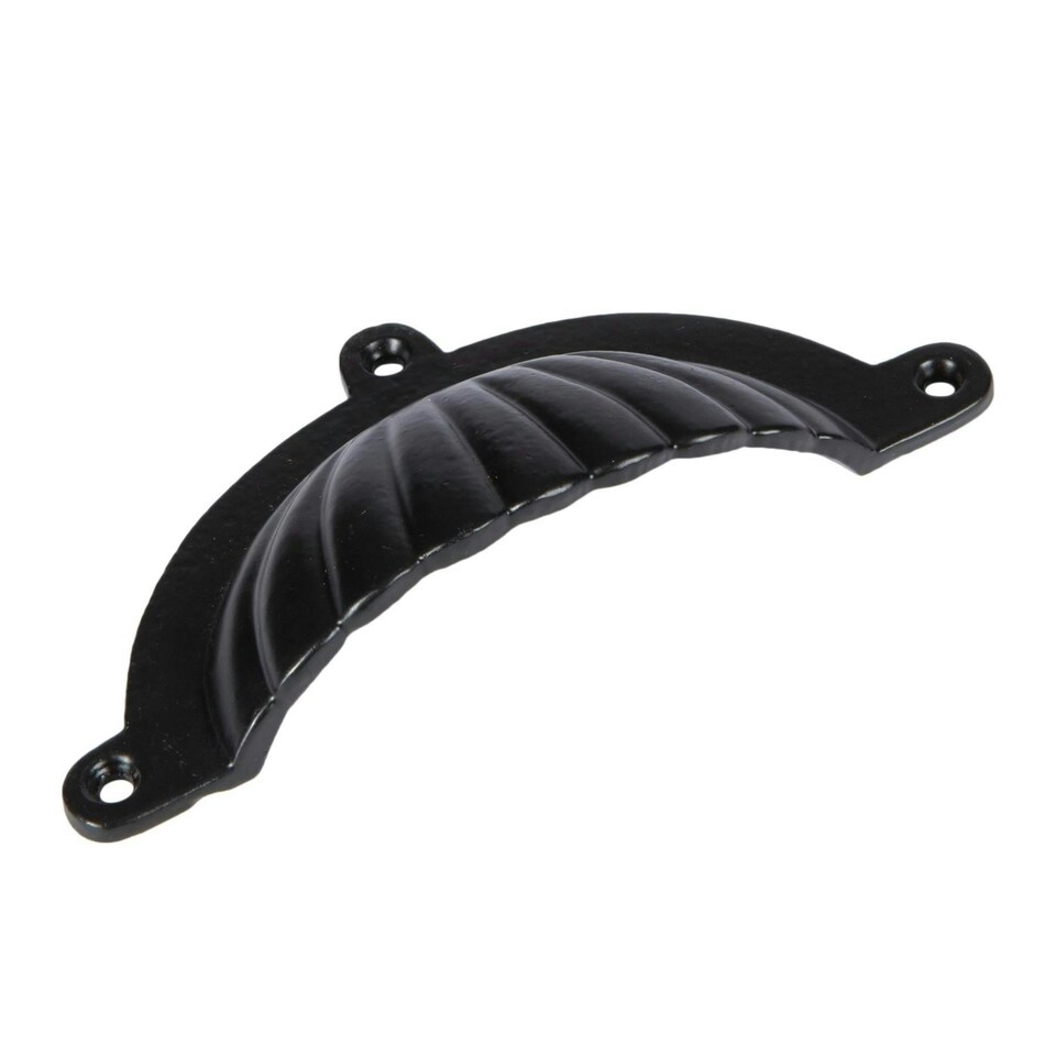 image 1 of Hammer & Tongs Fluted Cabinet Drawer Pull - W130mm x H60mm - Black Black
